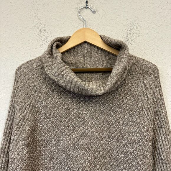 PERUVIAN CONNECTION Baby Alpaca Knit Cowl Neck Sweater Brown Argyle - Picture 2 of 7